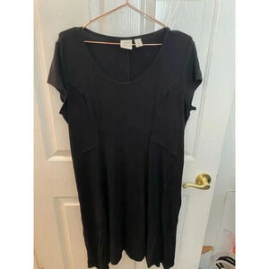 Chico'sBlack Sydney Seamed Stretch Lagenlook Short Sleeves Midi Dress Size 2